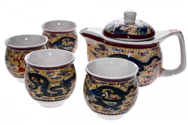 7 tlg Tee Set in Geschenkbox Kanne h8,5cm b16cm Tasse d6,5cm