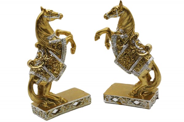 2er Set Goldene Pferde Figuren H:16cm