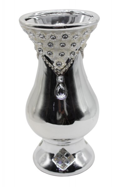 Deko Vase mit Diamantenstein verziert H 29 cm