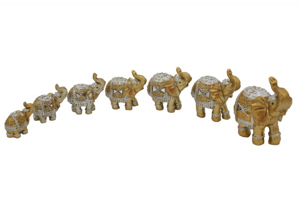 Elefanten aus Polyresin in 7er Set.L5.5-10.5xH4.5-10.5cm