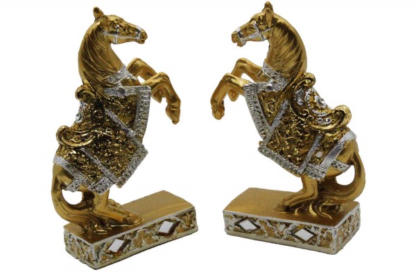 2er Set Goldene Pferde Figuren H:13cm