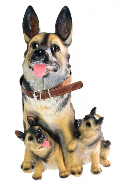 Schaeferhund-Familie aus Polyresin h36cm b19cm