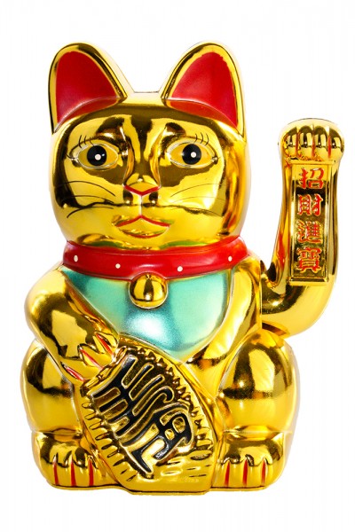 Glückskatze, Winkekatze, bewegend Katze Golden Farben